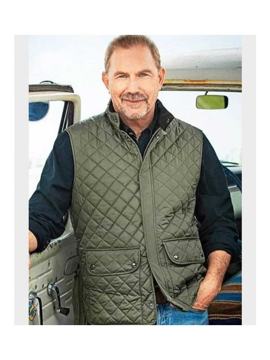 Yellowstone Kevin Costner Green Quilted Vest