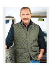 Yellowstone Kevin Costner Green Quilted Vest