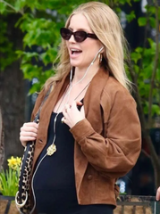 NYC 2026 Annabelle Wallis Suede Leather Jacket