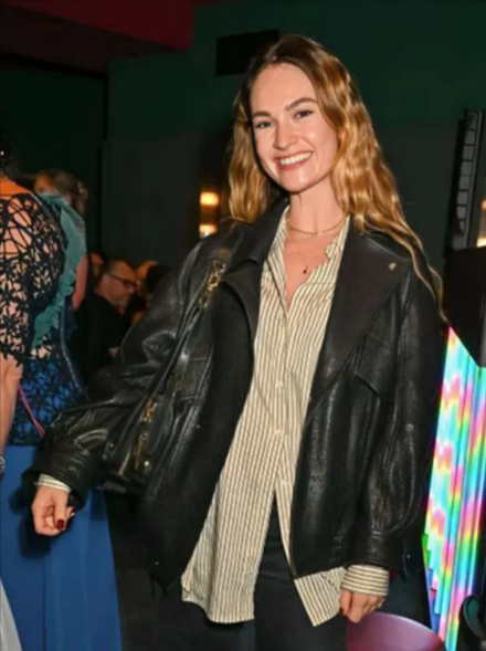 Afterparty 2026 Lily James Leather Jacket