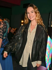 Afterparty 2026 Lily James Leather Jacket