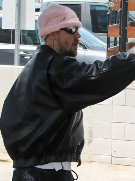 LA 2026 Justin Bieber Black Leather Jacket