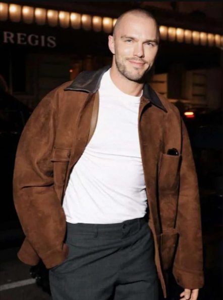 NYC 2026 Nicholas Hoult Suede Leather Jacket