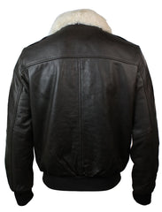 A2 Flight Aviator Real Fur Collar Bomber Leather Jacket