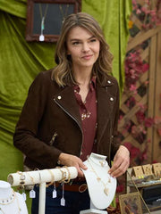 Love Finds You Aimee Teegarden Brown Suede Leather Jacket