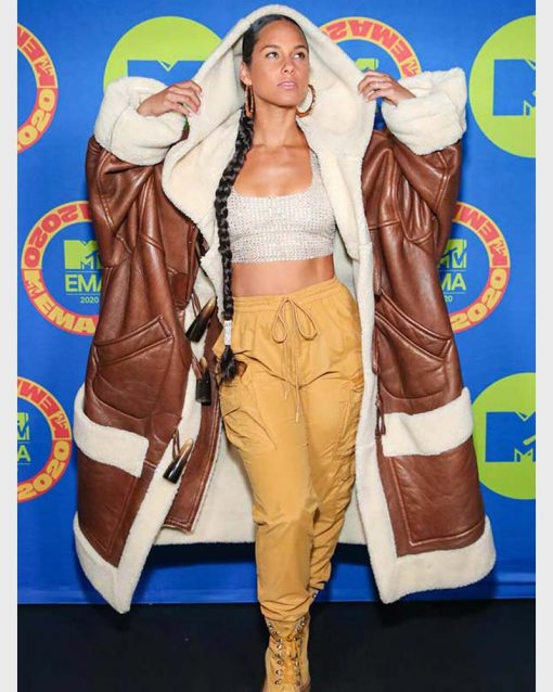 Alicia Keys Shearling Coat
