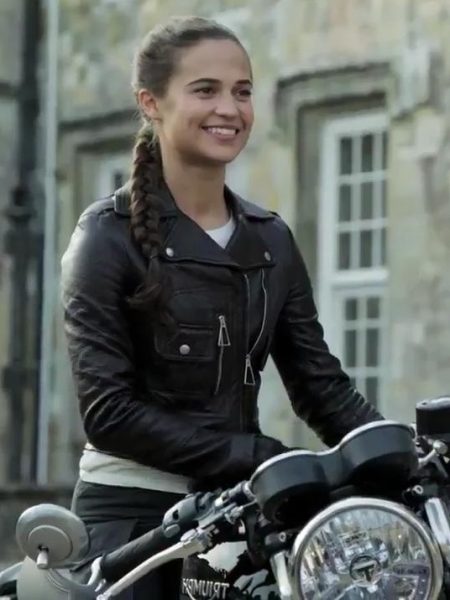 Tomb Raider Alicia Vikander Biker Leather Jacket