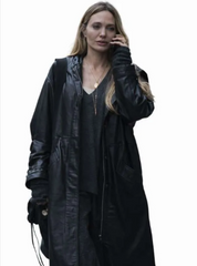Couture 2026 Angelina Jolie Black Leather Coat