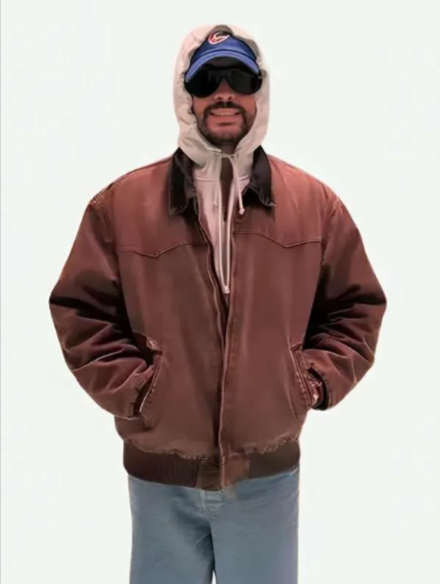 Bad Bunny 2026 Brown Cotton Jacket