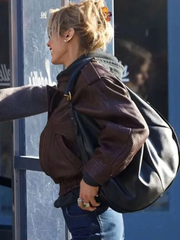NYC 2026 Bella Hadid Leather Jacket