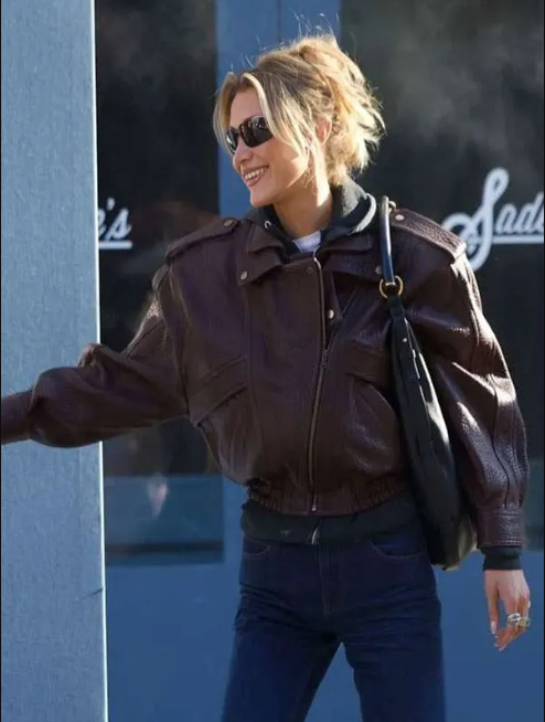 NYC 2026 Bella Hadid Leather Jacket