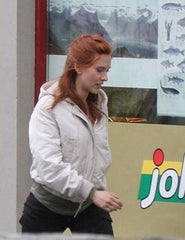 Scarlett Johansson Black Widow White Hooded Jacket