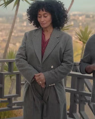 Black-ish Rainbow Johnson Gray Pinstripe Cropped Blazer