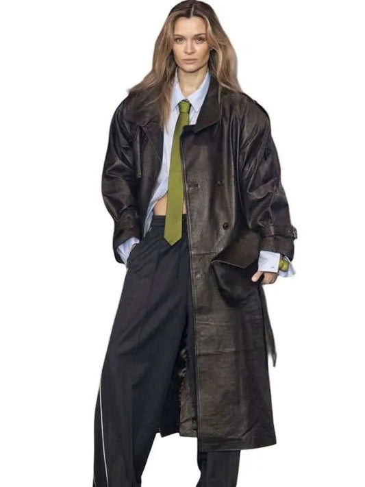 Josephine Skriver CFW Brown Leather Coat