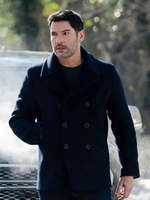CIA Tom Ellis Black Peacoat