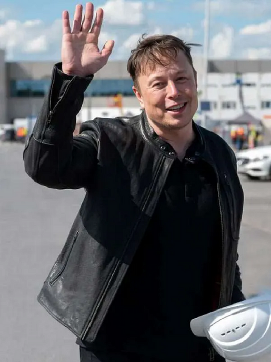 Cafe Racer Elon Musk Black Leather Jacket