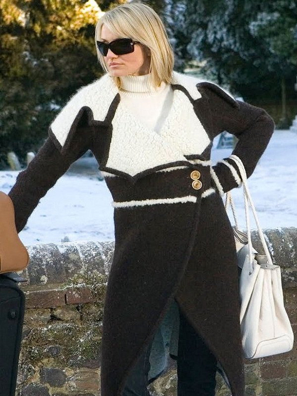 Cameron Diaz Street Style Wool Trench Coat
