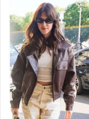 Daisy Edgar-Jones Paris 2026 Brown Leather Jacket