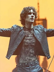 Coachella 2026 Sombr Studded Leather Jacket