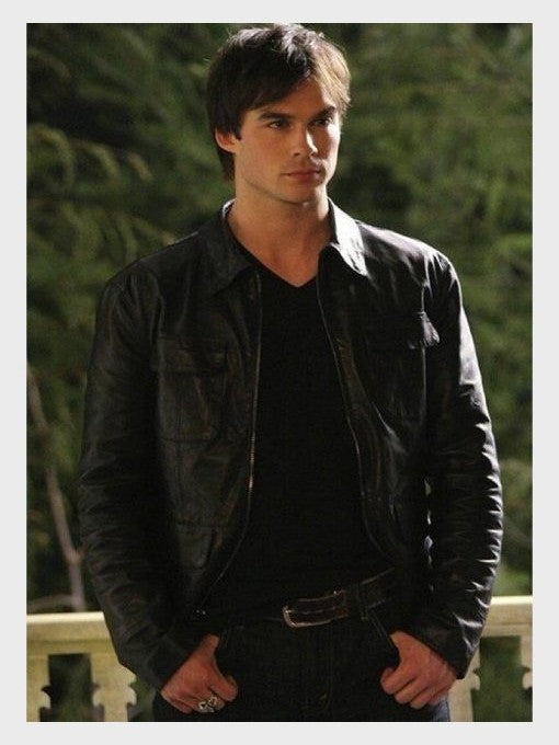 The Vampire Diaries Damon Salvatore Leather Jacket