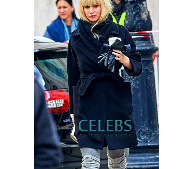 Red Sparrow Jennifer Lawrence Black Trench Coat