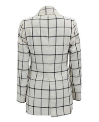 Women Double Breasted Checkered Wool Coat