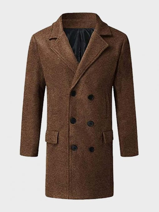 Mens Double Breasted Brown Coat