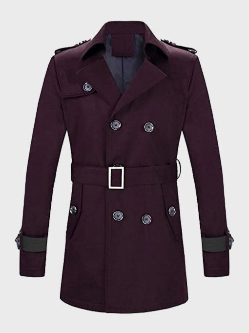 Mens Double-Breasted Maroon Coat