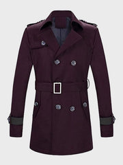 Mens Double-Breasted Maroon Coat