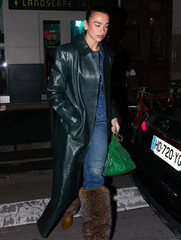 Dua Lipa Green Leather Coat
