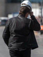 Cafe Racer Elon Musk Black Leather Jacket