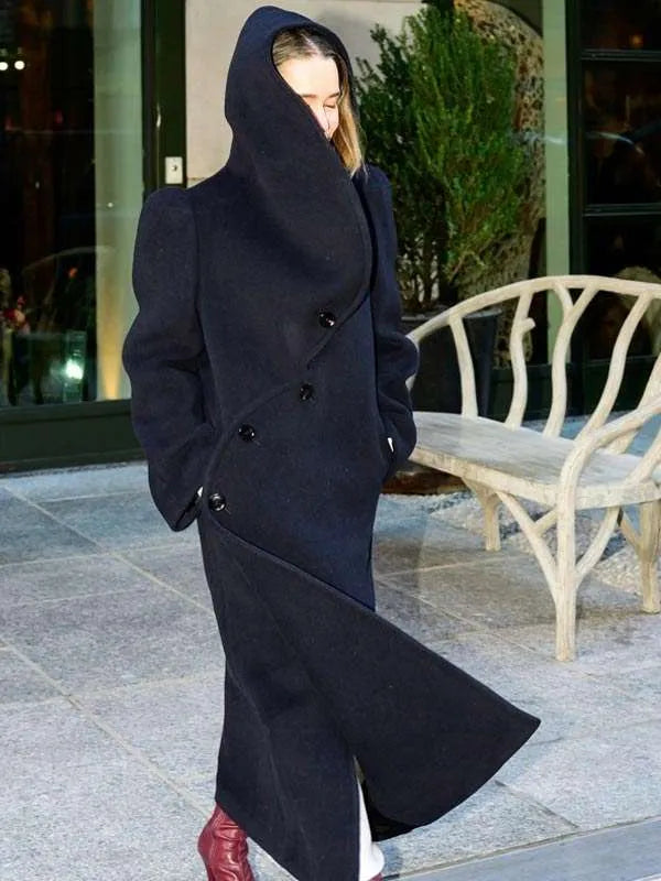 NYC 2026 Emilia Clarke Hooded Coat