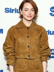 Emma Stone Bugonia Press Tour Brown Jacket