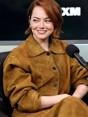Emma Stone Bugonia Press Tour Brown Jacket