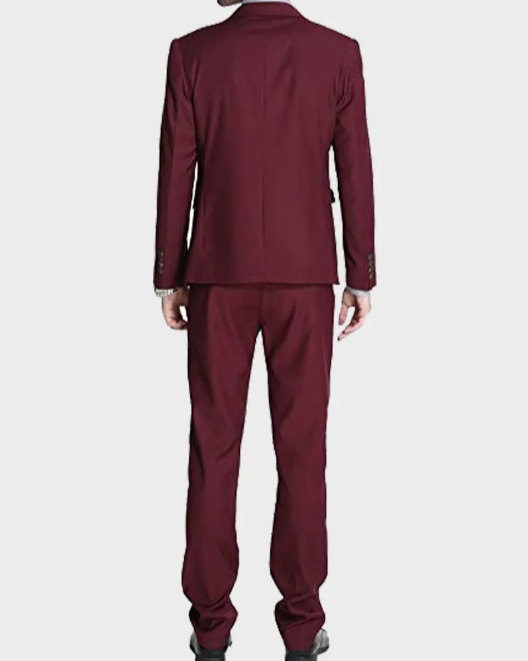 Mens Slimfit Maroon Suit