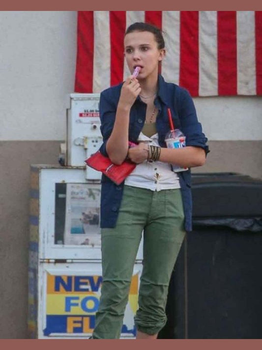 Millie Bobby Brown Godzilla vs Kong Blue Cotton Jacket