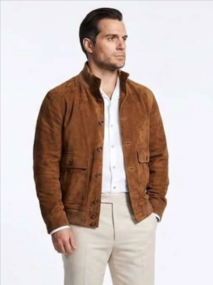 In the Grey 2026 Henry Cavill Brown Suede Jacket