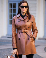 Irina Shayk Leather Trench Coat