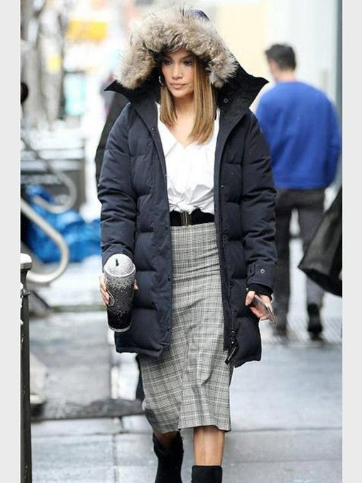 Jennifer Lopez Black Parka Coat