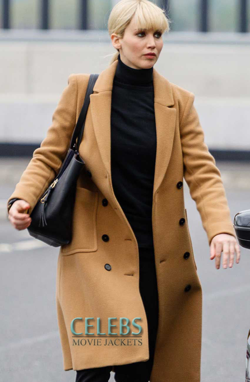 Jennifer Lawrence Red Sparrow Brown Coat