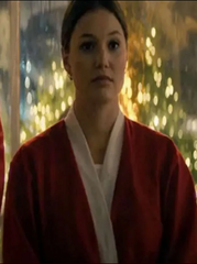 Jingle Bell Heist 2025 Olivia Holt Red Santa Coat