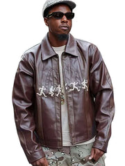 NYFW Joey Bada$$ Brown Leather Jacket