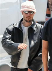 LA 2026 Justin Bieber Black Leather Jacket