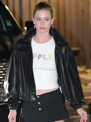 LA 2026 Lili Reinhart Black Leather Jacket