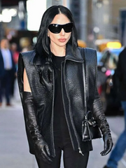 Lady Gaga The Late Show Black Leather Vest