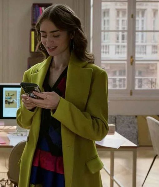 Emily In Paris Emily Cooper Green Wool-blend Coat