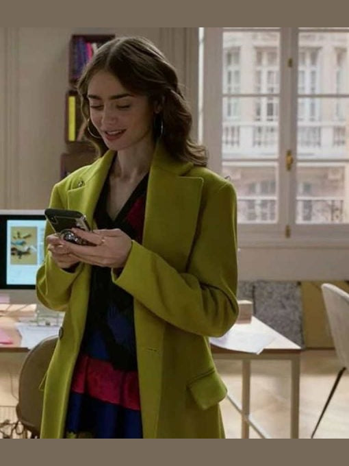 Emily In Paris Emily Cooper Green Wool-blend Coat