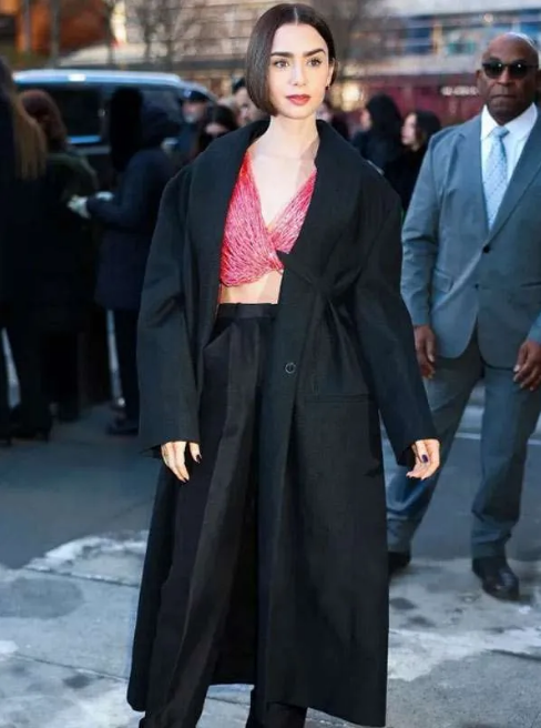Lily Collins Fashion Show Coat