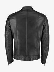 Mens Black Cafe Racer Leather Jacket