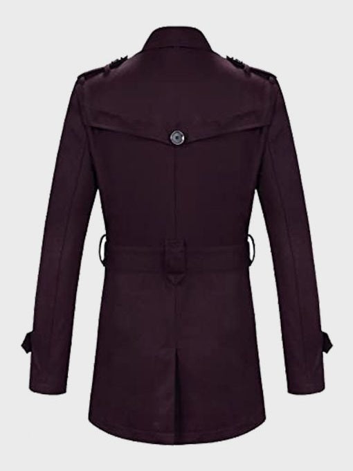 Mens Double-Breasted Maroon Coat